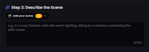 Describe the product scene Step 3: Describe lifestyle scene for AI product photoshoot